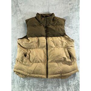 St. John's Bay Vest Mens XL Brown and Tan Puffer Vest Zip up
